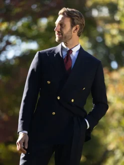 Blazer croisé bleu marine à boutons dorés - drop 4