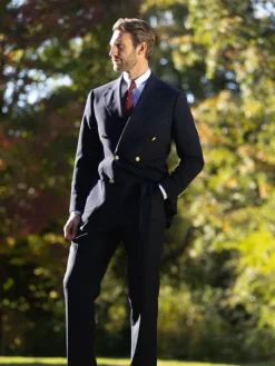 Blazer croisé bleu marine à boutons dorés - drop 4