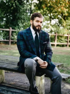 Blazer croisé tartan Glaz