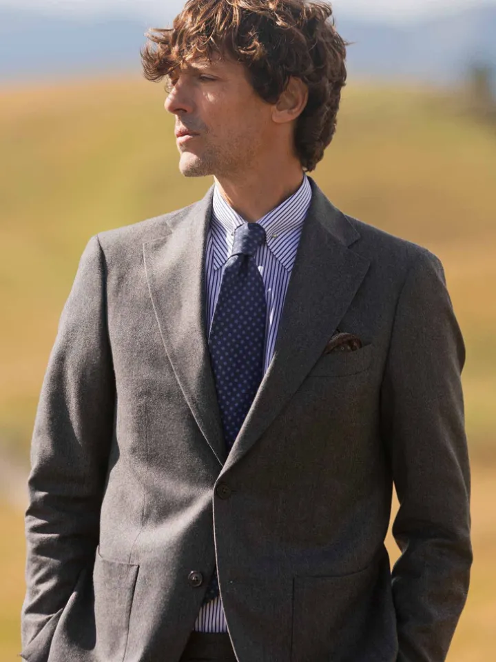 Blazer en flanelle gris laine et cachemire