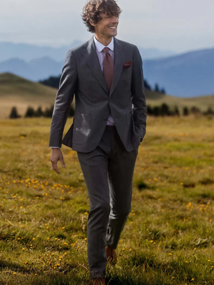 Blazer en flanelle gris laine et cachemire