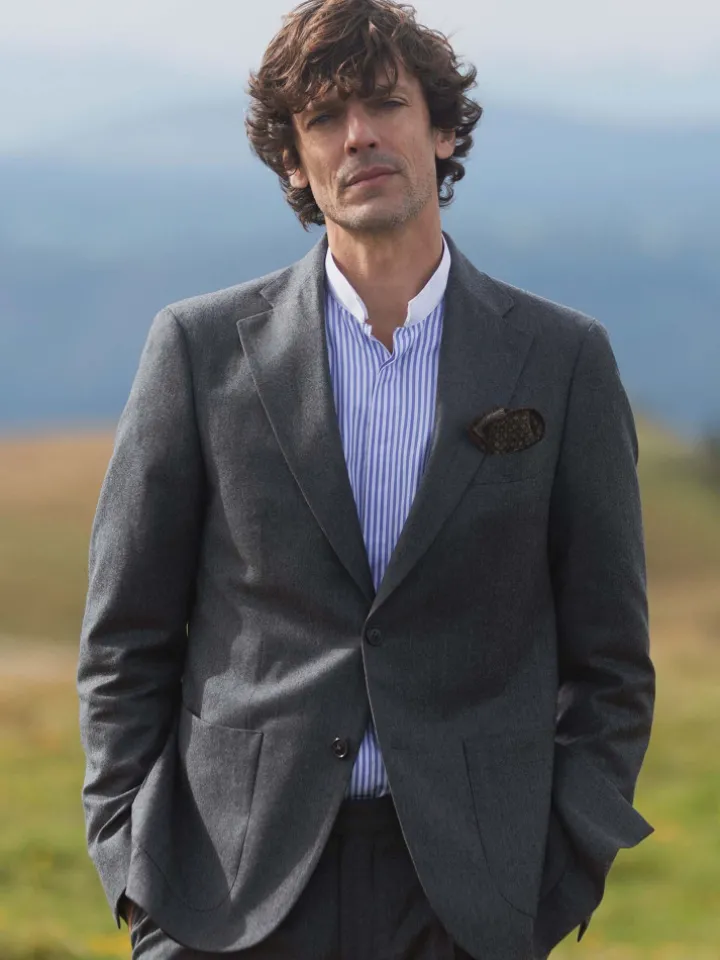 Blazer en flanelle gris laine et cachemire