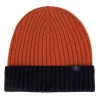 Bonnet bicolore bleu marine et rouille
