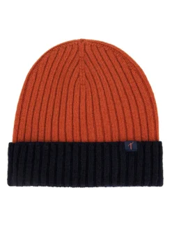 Bonnet bicolore bleu marine et rouille