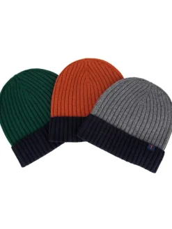 Bonnet bicolore bleu marine et rouille