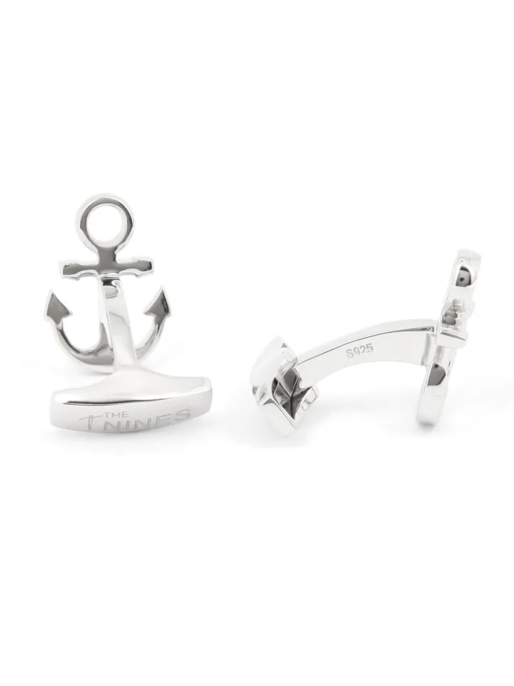 Boutons de manchette ancre argent massif Portsmouth