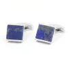 Boutons de manchette argent massif et lapis lazuli carrés Minkebe