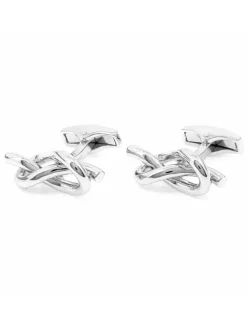 Boutons de manchette argent massif noeud d'amour