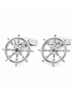 Boutons de manchette argent massif barre de navire