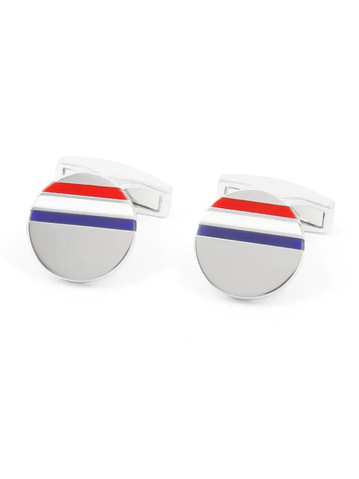 Boutons de manchette argent massif tricolores Cezembre