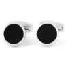 Boutons de manchette argent massif onyx Saint-Honoré