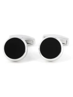 Boutons de manchette argent massif onyx Saint-Honoré