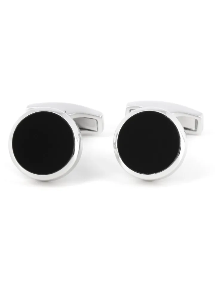 Boutons de manchette argent massif onyx Saint-Honoré