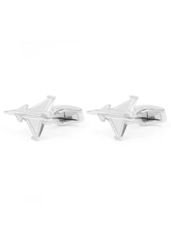 Boutons de manchette argent massif avion de chasse rafale