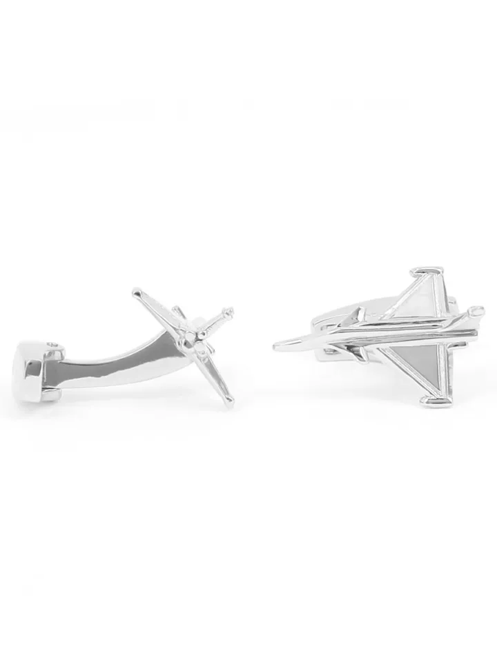 Boutons de manchette argent massif avion de chasse rafale