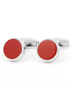 Boutons de manchette argent massif rouge bordeaux Saint-Honoré