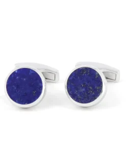 Boutons de manchette argent massif lapis lazuli Saint-Honoré