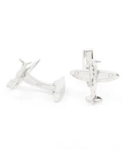 Boutons de manchette avion argent massif Spitfire