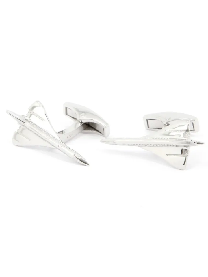 Boutons de manchette avion argent massif concorde