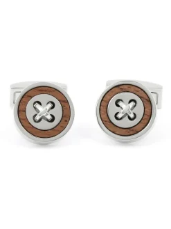 Boutons de manchette bois et argent Baltimore