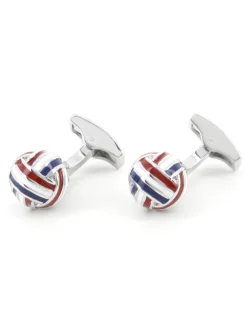 Boutons de manchette boules bleu, blanc, rouge Cambon