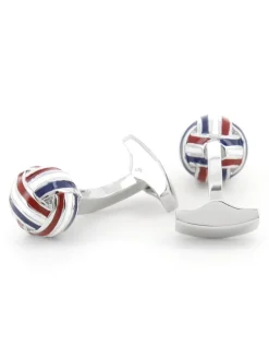 Boutons de manchette boules bleu, blanc, rouge Cambon