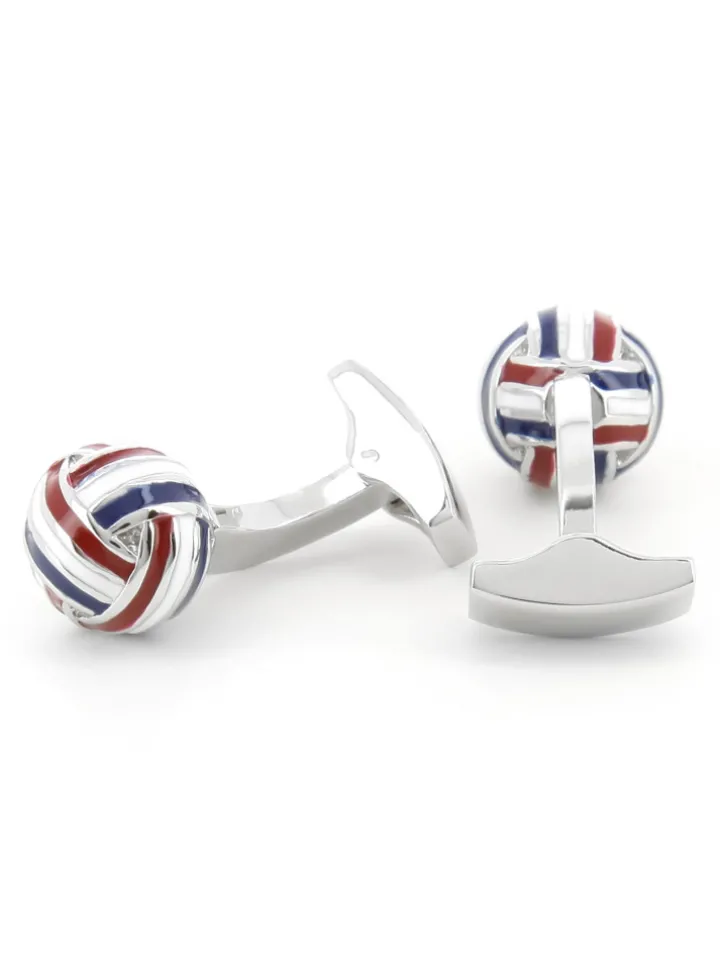 Boutons de manchette boules bleu, blanc, rouge Cambon