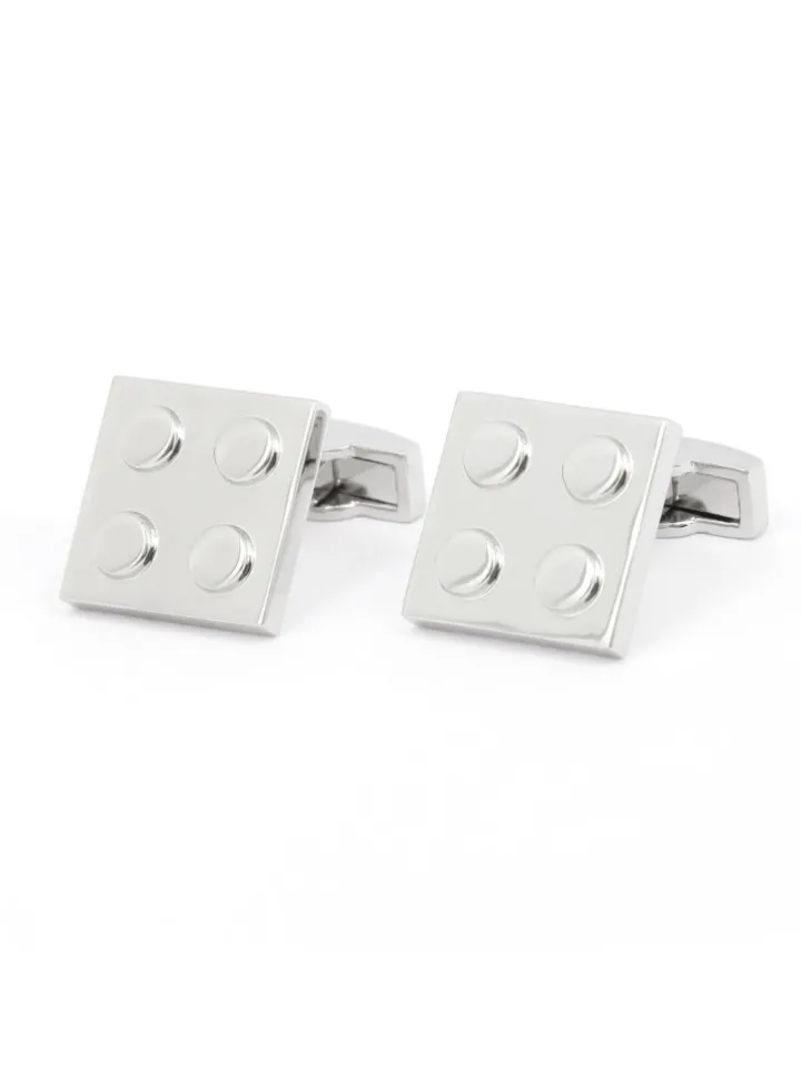 Boutons de manchette brique argent Bilund