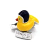 Boutons de manchette canard jaune avec casque