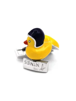 Boutons de manchette canard jaune avec casque