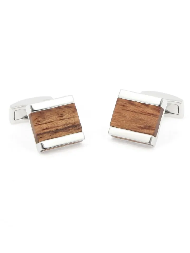 Boutons de manchette carrés en bois bubinga Minkebe