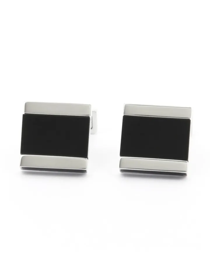 Boutons de manchette carrés en onyx Minkebe