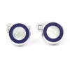 Boutons de manchette en argent massif et nacre ronds nui
