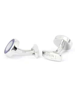 Boutons de manchette en argent massif et nacre ronds nui