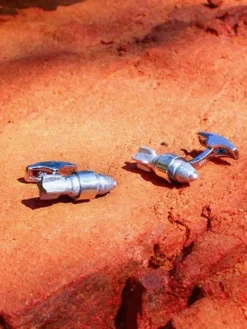 Boutons de manchette en argent massif et bombes recyclées Xiengkhuang