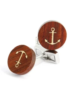 Boutons de manchette en bois ancre marine Dinard