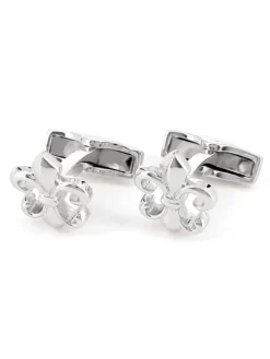 Boutons de manchette fleur de lys argent massif Saint Louis