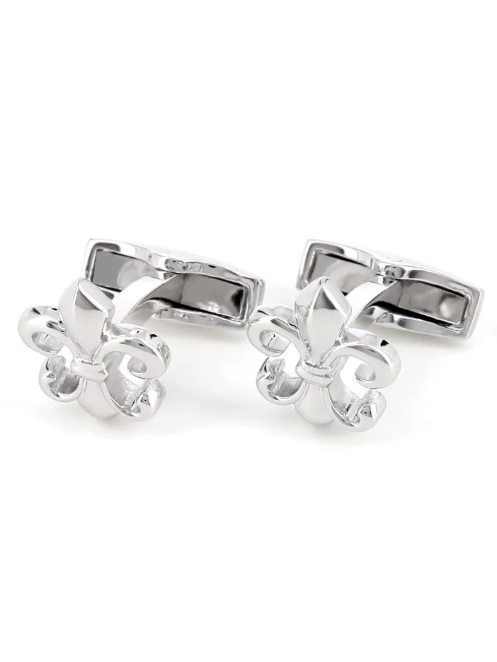 Boutons de manchette fleur de lys argent massif Saint Louis