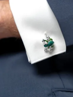 Boutons de manchette grenouilles vertes