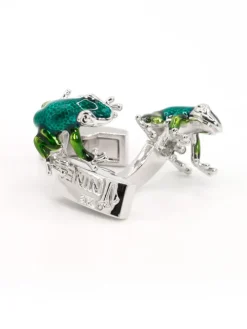 Boutons de manchette grenouilles vertes
