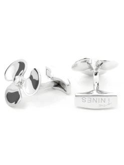 Boutons de manchette hélice en argent massif Brisbane