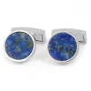 Boutons de manchette lapis lazuli argent ronds Vienne