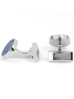 Boutons de manchette lapis lazuli argent ronds Vienne