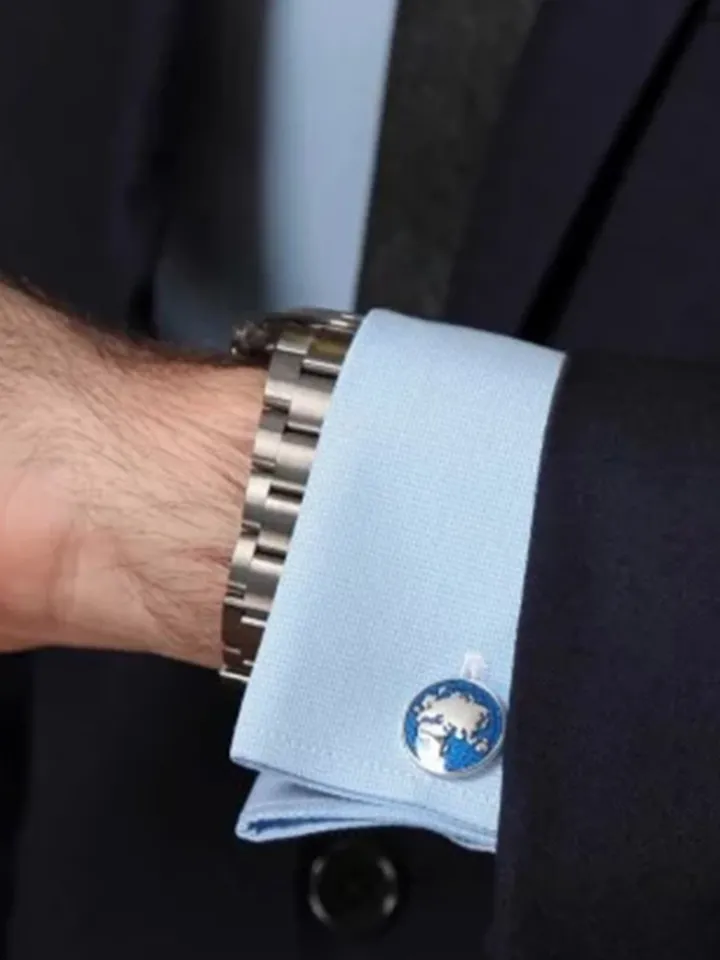 Boutons de manchette mappemonde globe trotter