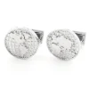 Boutons de manchette mappemonde rhodium globe trotter II