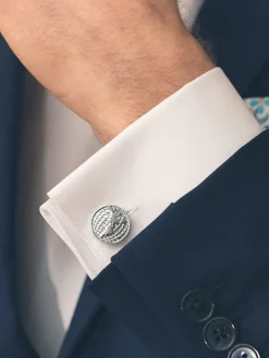 Boutons de manchette mappemonde rhodium globe trotter II