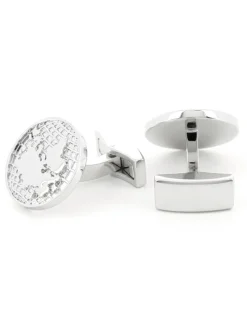 Boutons de manchette mappemonde rhodium globe trotter II