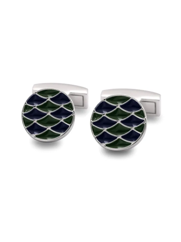Boutons de manchette Miyazaki couleur bleu et vert