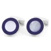 Boutons de manchette nacre ronds bleus Nui