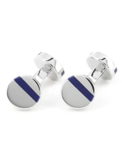 Boutons de manchette ronds bleu marine Madrid